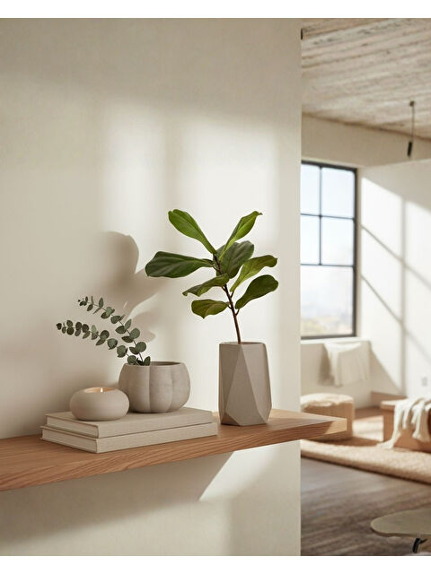 Rossav Home El Yapımı Ev Dekorasyon Seti 3'lü | Vazo & Saksı & Mumluk | Premium Masa Üstü Organizer - S000485883-20063