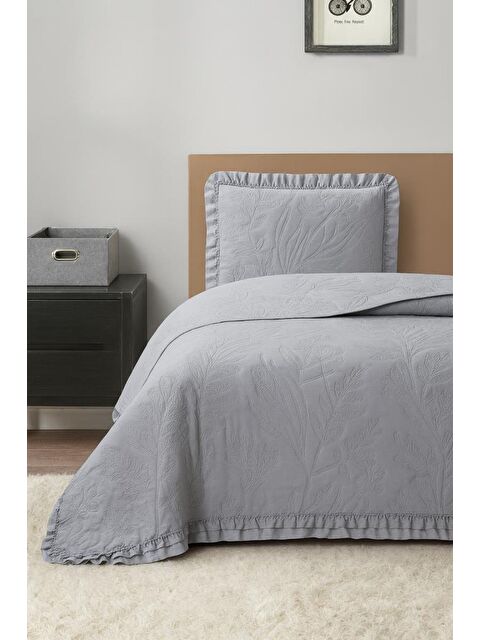 Çeyiz Diyarı Madrid Elyaf Dolgulu Tek Kişilik 180x240 Cm Yatak Örtüsü Gri - S000485888-20600