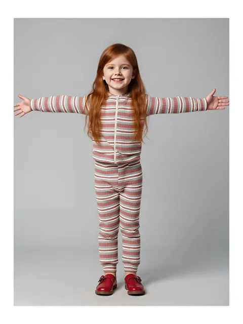 Mai Perla Unisex Çocuk Takımı Organik Pamuklu Şardonlu Kışlık Hırkalı Çizgili İkili Takım (1-5 Yaş) - S000508600-20024