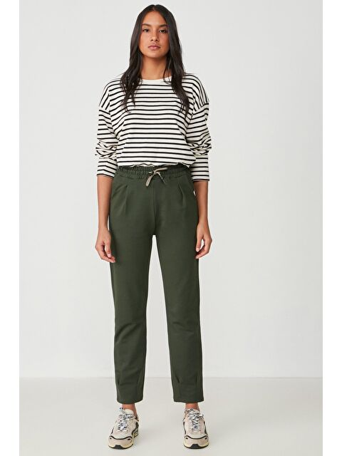 C&City Bel Ve Paçası Pileli Eşofman Altı 742 Haki - S000216060-18547