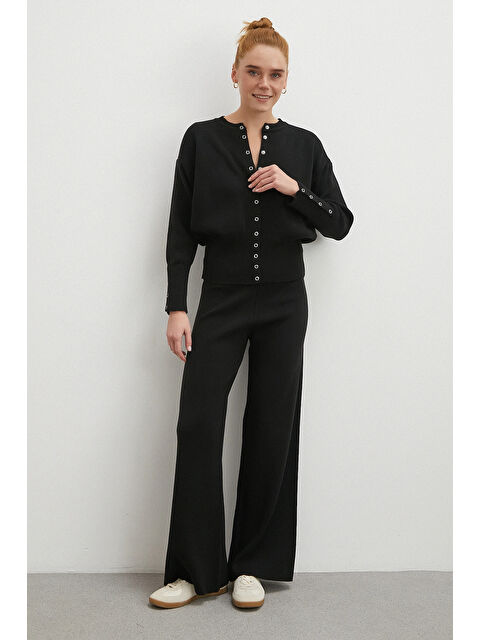 Never More Çıtçıtlı Pantolonlu Triko Takım Siyah - S000491344-19351
