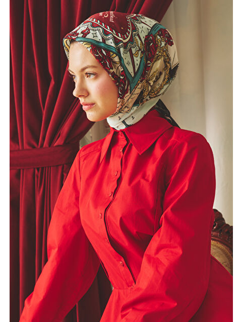 Fresh Scarfs BEAUTY AND THE BEAST DESEN FLOŞ VİSKON EŞARP BLACK OPIUM - S000506329-37254