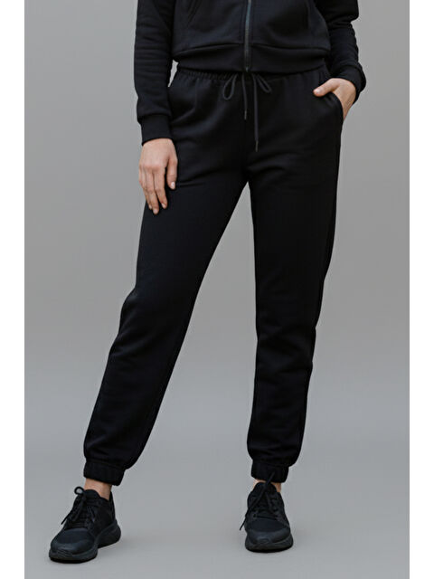 Remsa Kadın İki İplik Paçası Beli Lastikli 2 Cepli Eşofman Altı 8017 Siyah - S000504138-19351