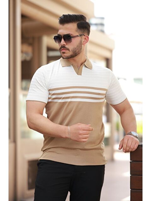 Jane's Erkek çizgi Desenli Yakalı Kısa Kollu T-shirt - S000528467-4557