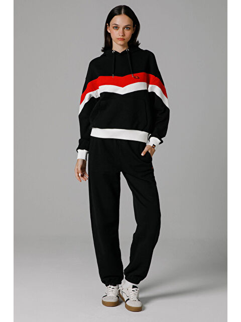 Ellesse Pamuklu Renk Bloklu Oversize Fit Kapüşonlu Sweat EF178-BK