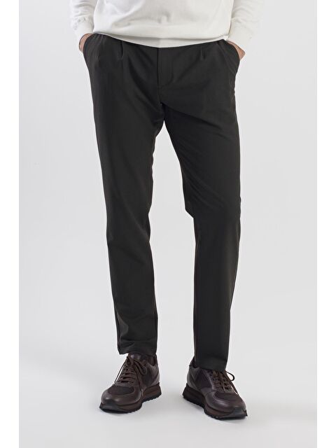 JAKAMEN Siyah Comfort Fit Çift Cep Kapaklı Pileli Yan Cep Pantolon - S000496023-19351