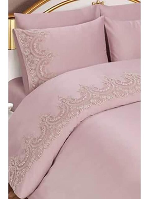 Çeyiz Diyarı Fransız Dantelli Sultans Tek Kişilik Nevresim Takımı 4 Parça Pudra - S000485891-23173