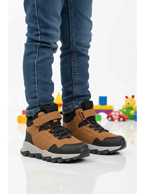 Ayakmod Taba Gri Cırtlı Kaymaz Unisex Cırtlı Çocuk Bot Doruk P - S000336651-1330