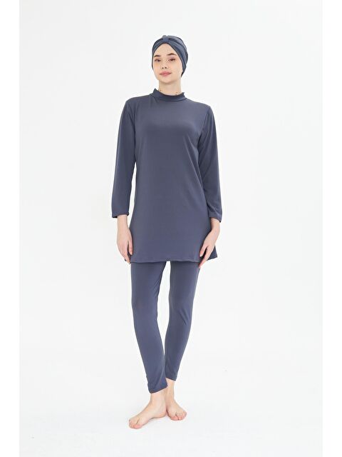 Fantasy Tam Kapalı Elastanlı Tesettür Mayo Antrasit 34845-A