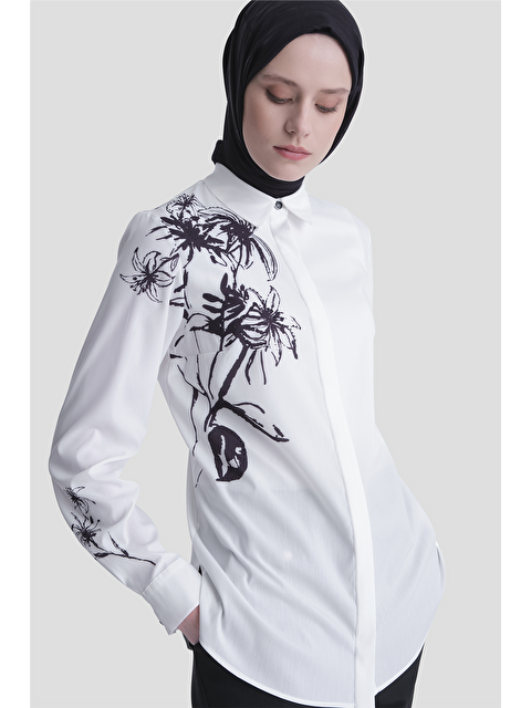 ARMİNE Çiçek Baskılı Tunik Ekru