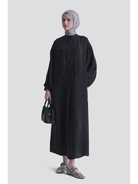 ARMİNE Oversize Kupra Elbise Siyah