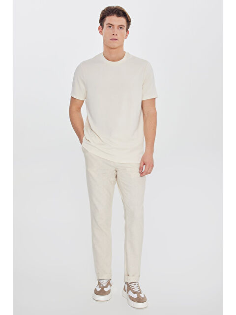 Altınyıldız Classics Erkek Bej Pamuklu Slim Fit Dar Kesim Beli Bağlamalı Yan Cepli Esnek Pantolon - S000463538-19928