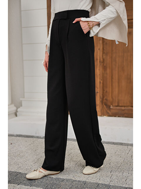 Locco Moda Kadın Cırtcırt Detay Kumaş Pantolon Siyah - S000511197-19351