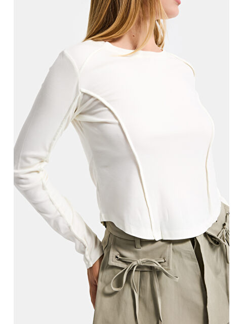 It's Basic Kadın Ekru Renk w5 Organik Kumaş Crop Fit Body