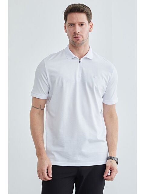 Fullamoda Yarım Fermuarlı Polo Yaka Tişört - S000514148-20063