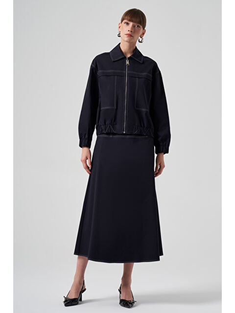 Nuss Fermuarlı Kısa Ceket 6027 Lacivert - S000309917-21164