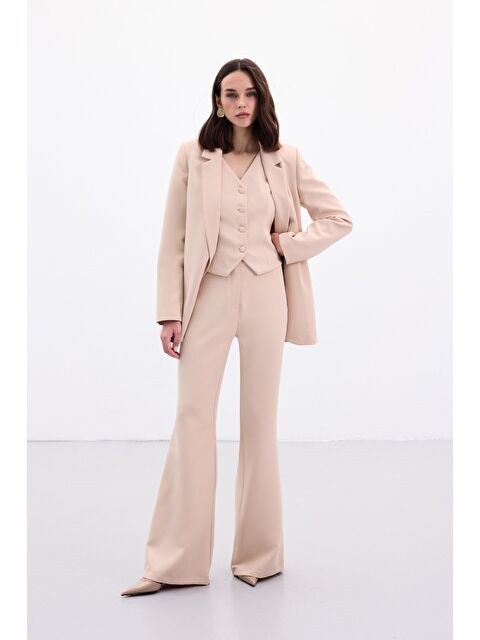 SATEEN İspanyol Paça Pantolon - Bej - S000497823-19928