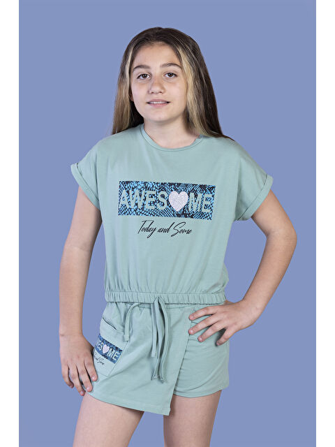 Toontoykids Kız Çocuk Baskılı Şortlu Takım