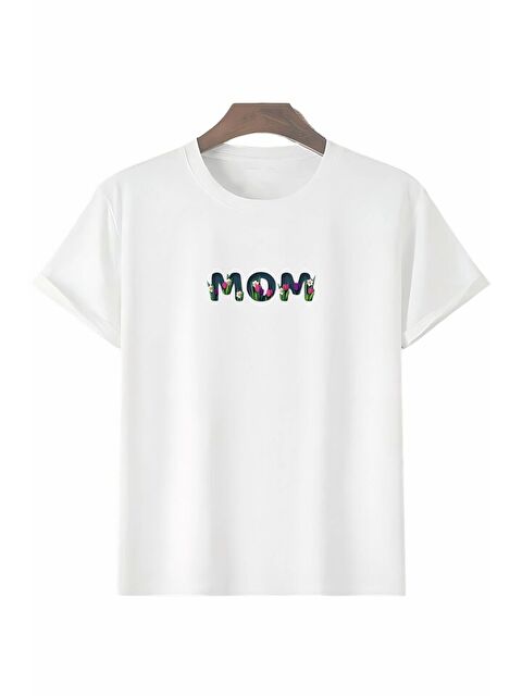 Jane's Anneler Gününe Özel Tasarım Mom Çiçek Baskılı T-shirt - Beyaz - S000528498-20063