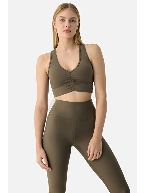 Superstacy Amara Büzgü Detaylı Haki Spor Bra - S000505925-18547