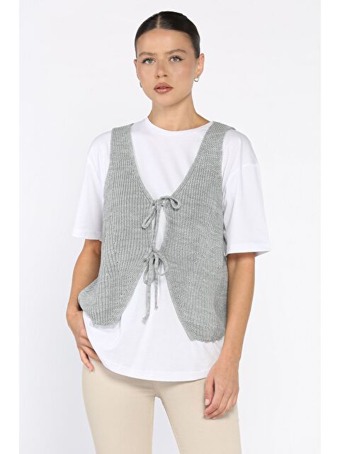 Gülseli Kadın Ön Bağlamalı Triko Yelek (s-m-l-xl Uyumludur) - S000445254-20600