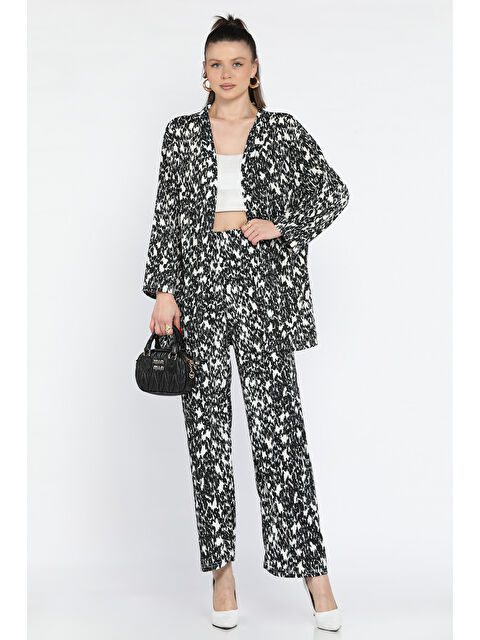 Gülseli Kadın Desenli Kimono Pantolon İkili Takım - S000365064-19351