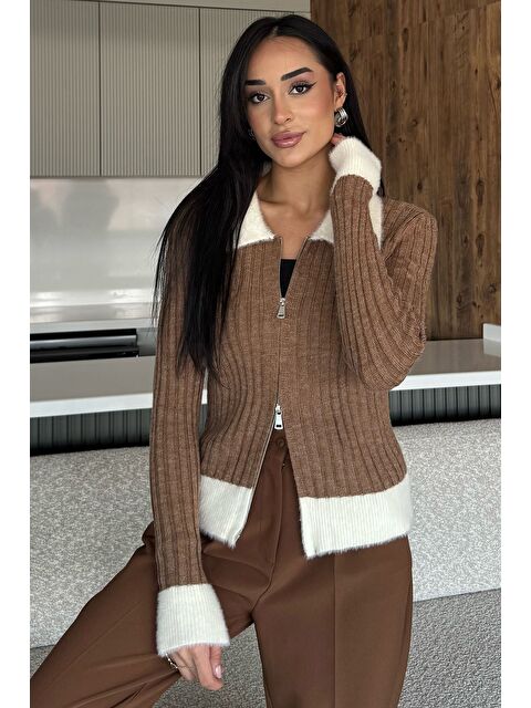 Gülseli Gömlek Yaka Fermuarlı Triko Hırka - S000445257-29705