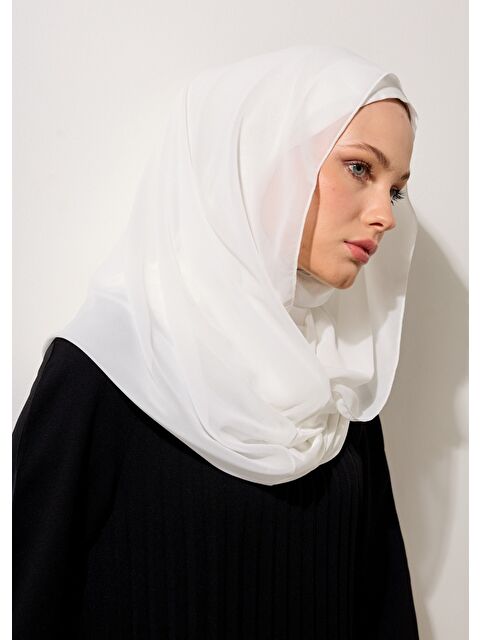 House of Modest Eşarp - Şifonlu Şal - Beyaz - S000387002-20063