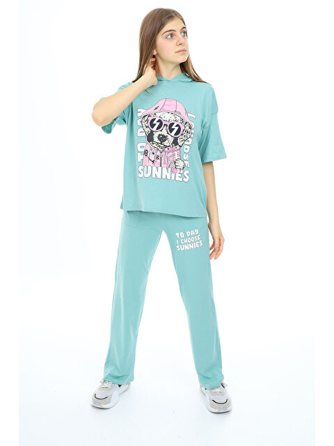 angelos Kız Çocuk Kapüşonlu Alt Üst Yazlık Takım 12153 - S000336128-20055