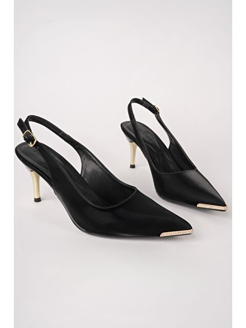 Muggo STARLYN Sivri Burun Taş Detaylı Arkası Açık Kadın Topuklu Ayakkabı - S000508299-2530