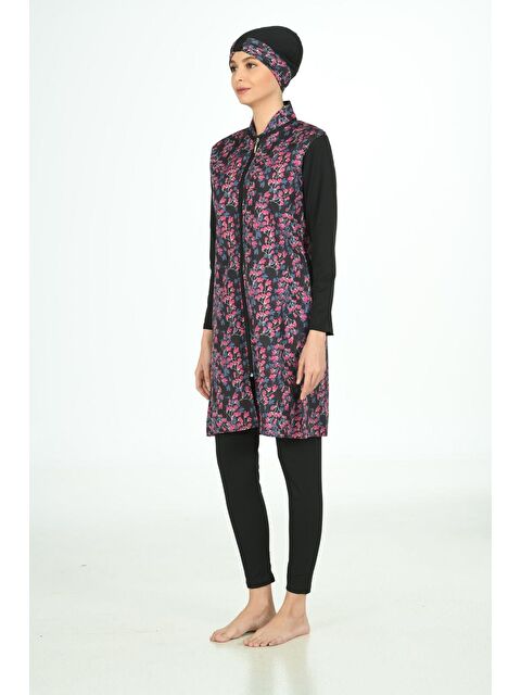 Fantasy Tam Kapalı Desenli Paraşüt Kumaş Tesettür Mayo 3109