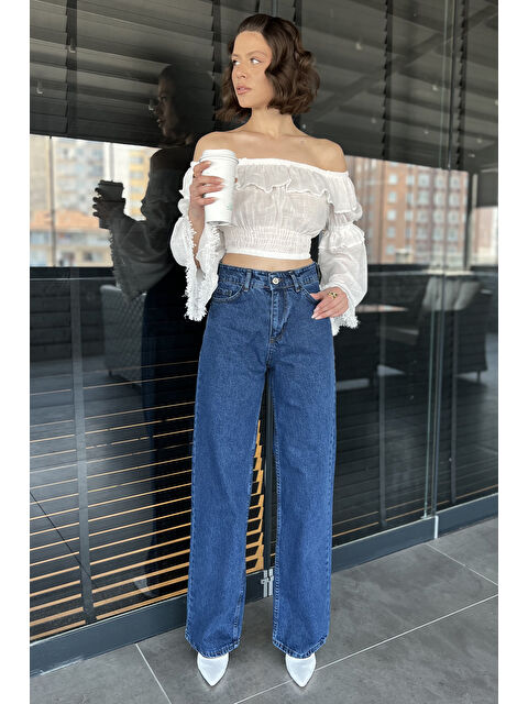 Gülseli Kadın Bol Paça Yüksek Bel Jean Pantolon - S000361151-21164