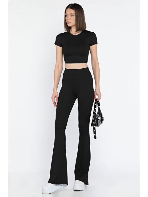 Gülseli Kadın İspayol Paça Tayt Crop Fitilli İkili Takım - S000365082-19351