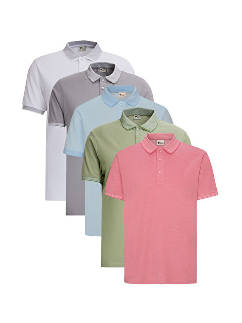 AC&Co / Altınyıldız Classics 5'li Paket Pamuklu Kumaş Slim Fit Polo Yaka Tişört - S000463524-37251