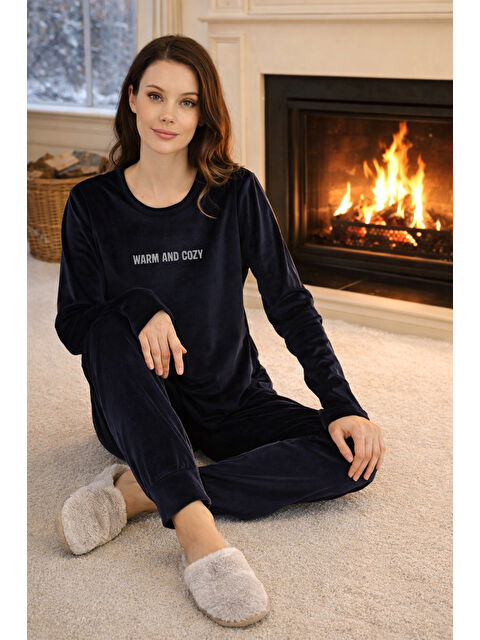 Remsa Kadın Kadife Kumaş Pijama Takımı 13165-2201 Laci02 - S000493710-37346