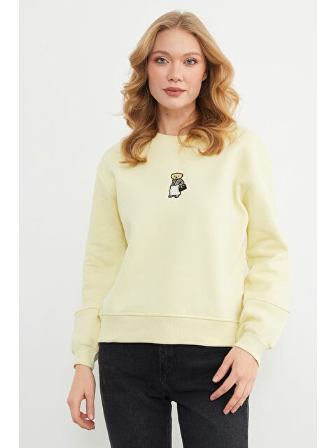 Fullamoda 3 İplik Ayıcık Nakışlı Bisiklet Yaka Sweatshirt - S000435595-20072