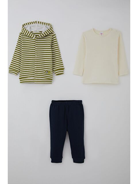 Breeze Erkek Bebek Bodyli 3 Lü Takım Sevimli Köpekçik Armalı Yeşil (4 Ay-1 Yaş) - S000506119-18194