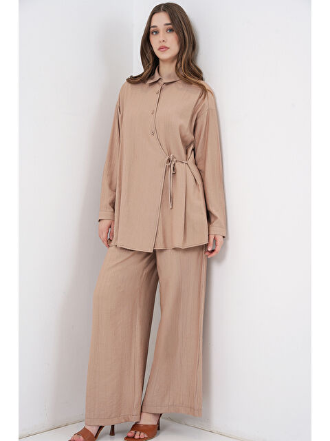 Bigdart Kadın Bağcıklı Tunik Pantolon İkili Takım 6752 - Bej - S000505459-19928