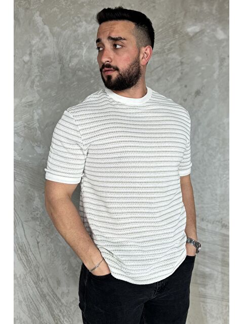 Mishar İtalia Çizgili Bisiklet Yaka Erkek Tişört - S000399656-19966