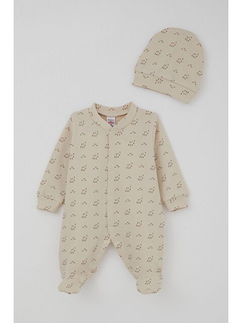 Breeze Erkek Bebek Patikli Tulum Desenli Bej (0-6 Ay) - S000433331-19928