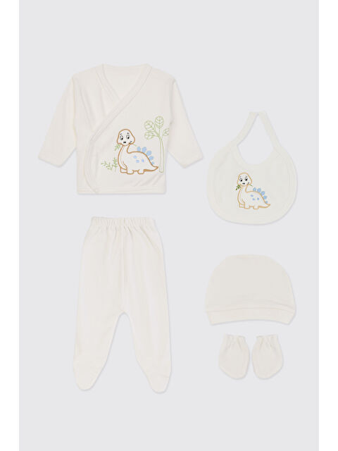 Panço Yenidoğan Dinozor Detaylı Ekru 5'li Hastane Çıkış Seti - S000526215-19965