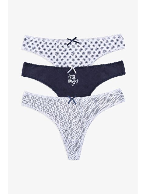 Koza İç Giyim Kadın 3'lü Pamuklu Desenli Tanga - S000250620-37341