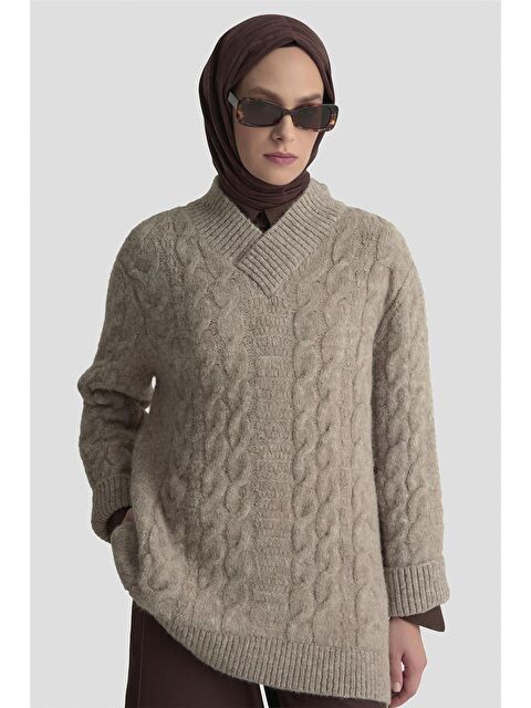 ARMİNE Saç Örgü Desenli Kazak 25Kd6002 Ekru - S000489230-19965