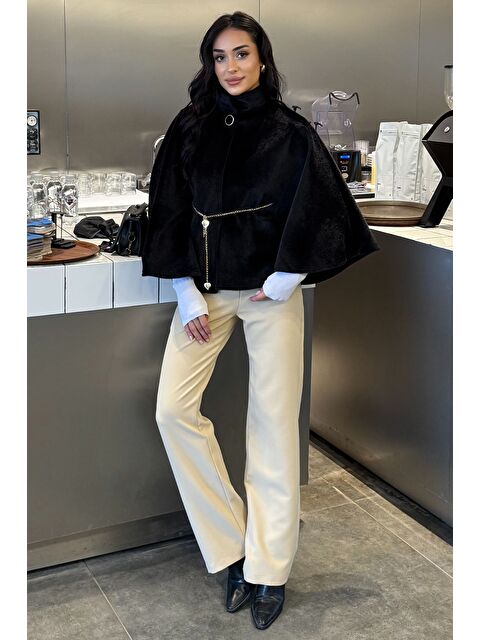 Gülseli Kadın Su Fırçalı Kaşe Panço - S000445936-19351