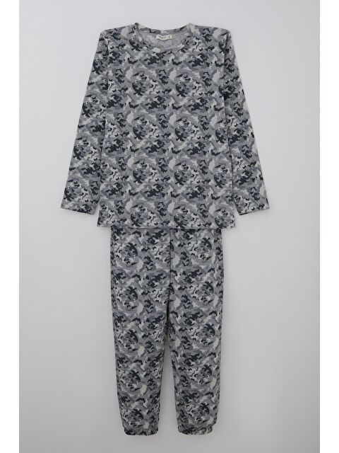 Breeze Erkek Çocuk Pijama Takımı Kamuflaj Desenli Gri (9-12 Yaş)