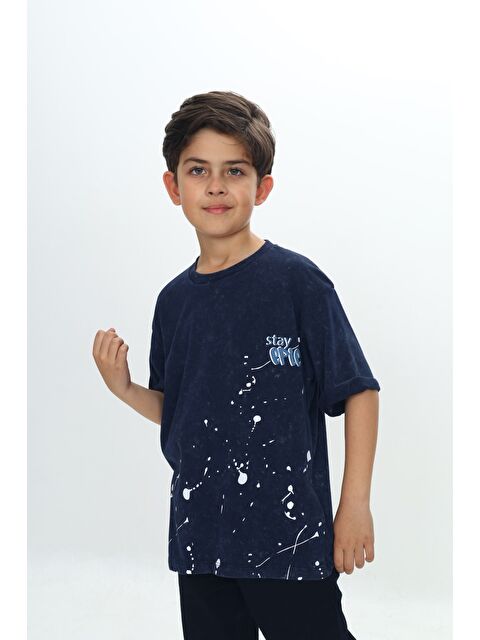Toontoykids Erkek Çocuk Yıkamalı Sıçratma Baskılı Tişört - S000375949-21164