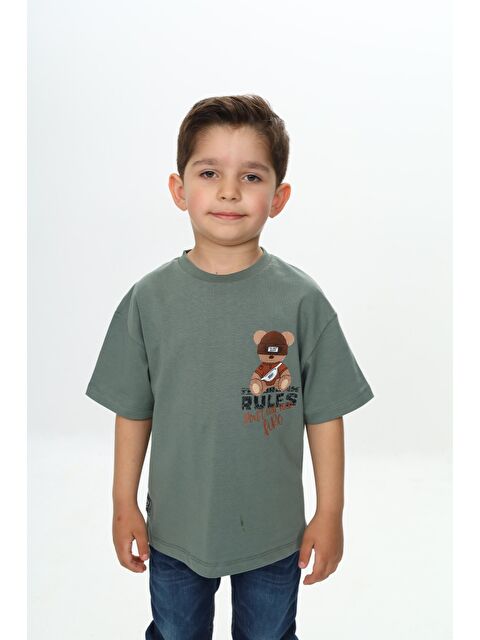 Toontoykids Erkek Çocuk Rules Şapkalı Ayı Baskılı Tişört - S000375951-526