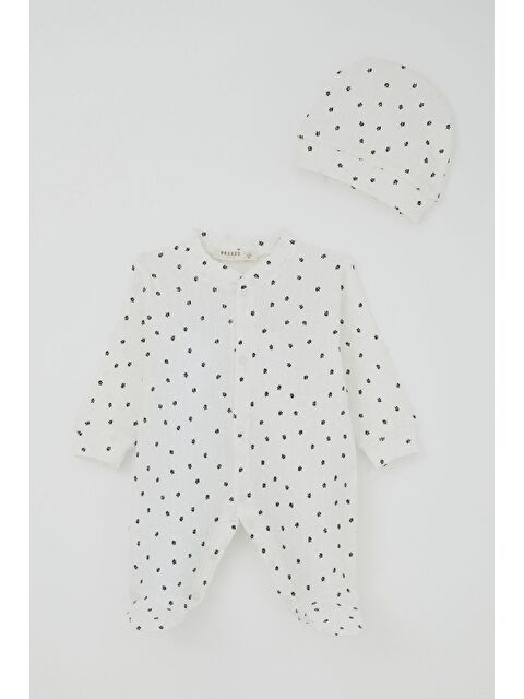 Breeze Kız Bebek Patikli Tulum Mini Çiçek Masalı Beyaz (0-6 Ay) - S000492438-20063