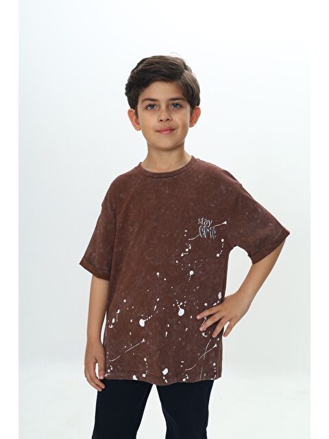 Toontoykids Erkek Çocuk Yıkamalı Sıçratma Baskılı Tişört - S000375949-1358