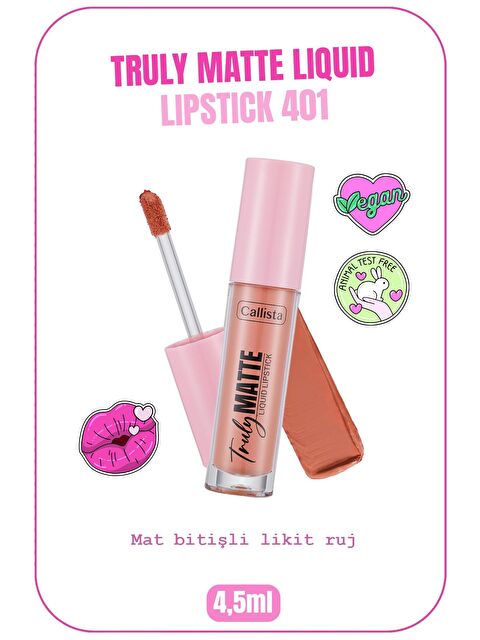 Callista Truly Matte Liquid Lipstick Mat Likit Ruj 401 Barely There - Nude - S000233257-26411